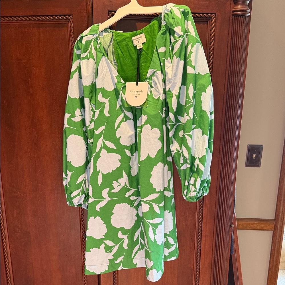 kate spade Green & White Floral Hooded Mini Dress